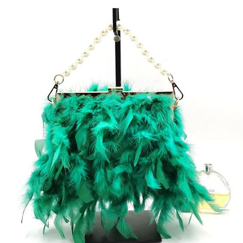 Luxury Bags White - Luxy Moon Feather Handbag Women's Evening