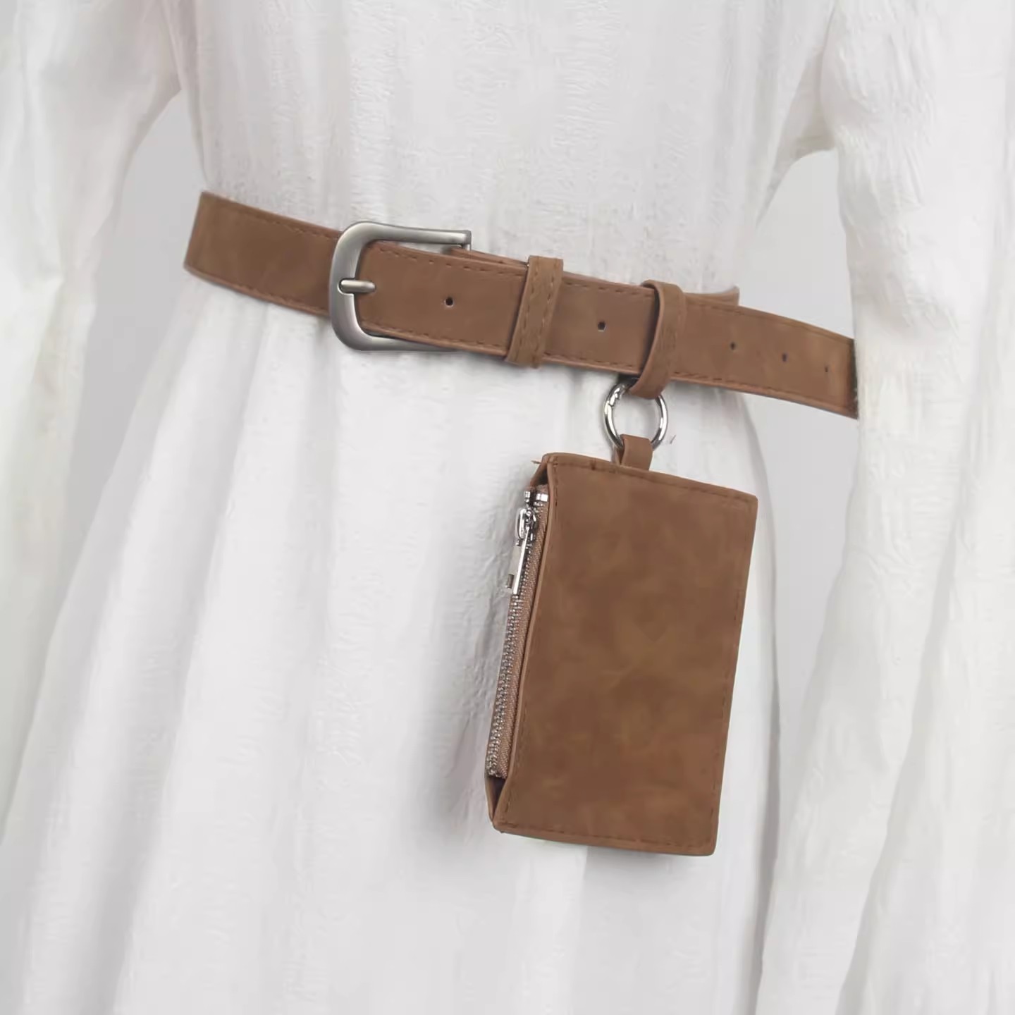 Belt Bag Leather Wide - Men Women's Vintage Suede Leather Bag