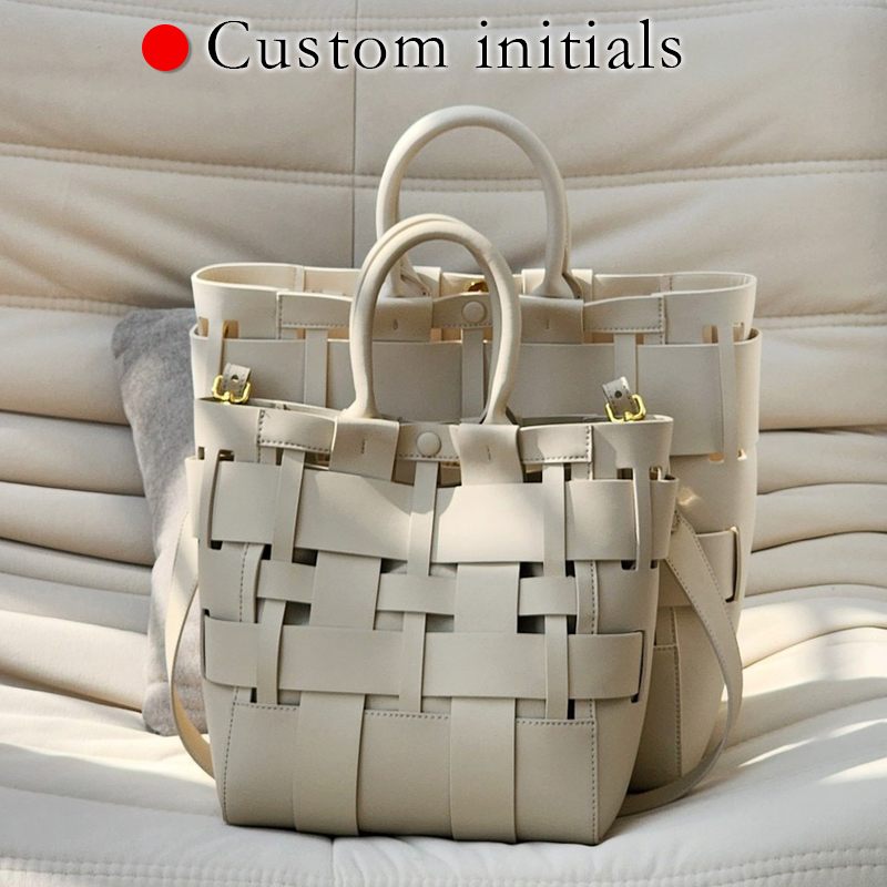 Luxury Bags Collection - Custom Initials Genuine Leather Tote Bags