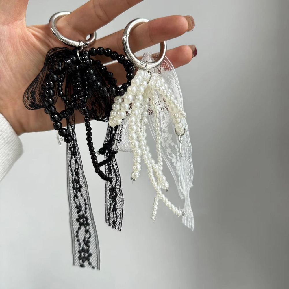 Luxury Bags White - fashion Lace Keychain Bow White/Black Bag