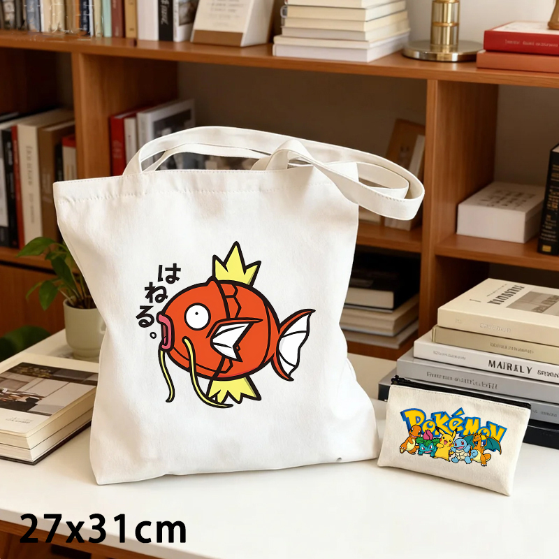 2PCS Pokemoned Canvas Bag and  - Shoulder Bag Slouchy recension och pris
